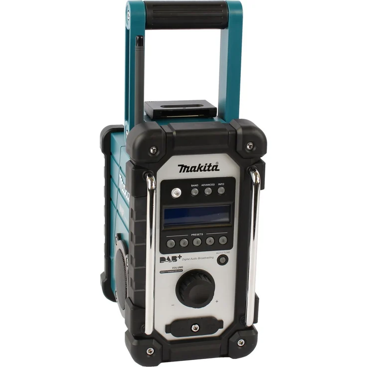 Makita DMR110 ohne Akku und Ladegerät, mit Netzteil Baustellenradio, geeignet für Outdoor, spritzwassergeschützt, türkis – Bild 5