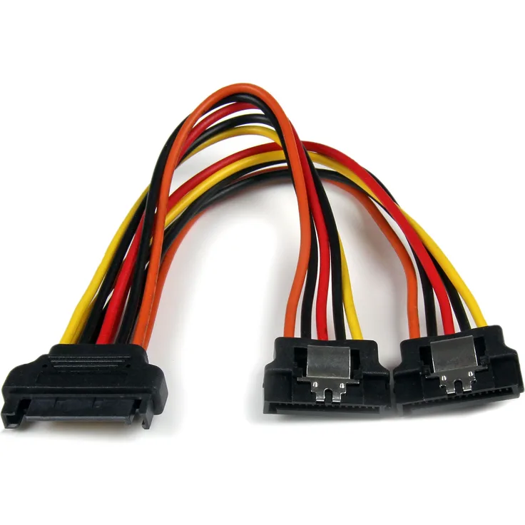 StarTech.com SATA Y-Strom-Adapterkabel mit Verriegelungs Clip 15cm, S-ATA Y Splitter Stromkabel St-Bu, Serial ATA 15pin Y-Adapter