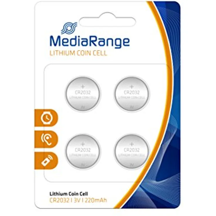MediaRange Lithium Knopfzellen, CR2032|3V, 4er Pack