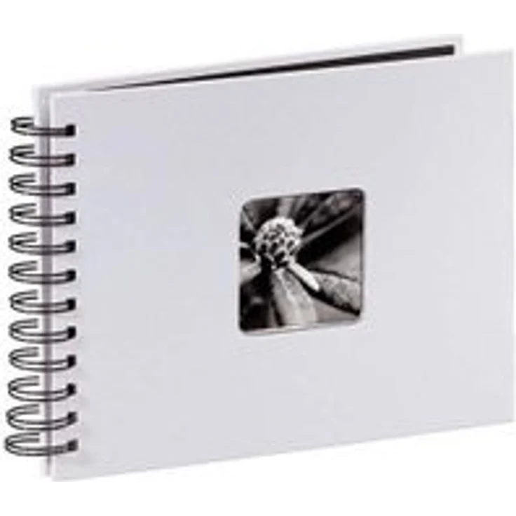 Hama Fotoalbum Spiralalbum, 50 schwarze Seiten, 25 Blatt, Größe 24 x 17 cm, mit Ausschnitt für Bildeinschub, Fotobuch kreide – Bild 1
