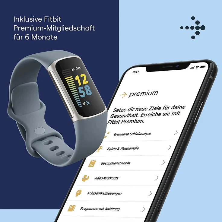 Fitbit Charge 5 Fitness-Tracker GPS, Unisex, Aluminiumgehäuse, Silikonarmband, Steel Blue/Platinum – Bild 5