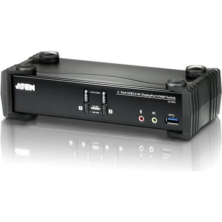 ATEN CS1922 2-Port USB 3.0 4K DisplayPort KVM Switch Schwarz