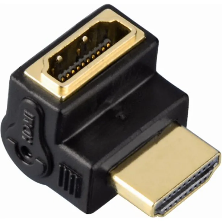 Hama HDMI Winkel Adapter High Speed (90° Winkel, HD ready, HDMI-Stecker auf HDMI-Buchse, Vergoldete Kontakte) schwarz