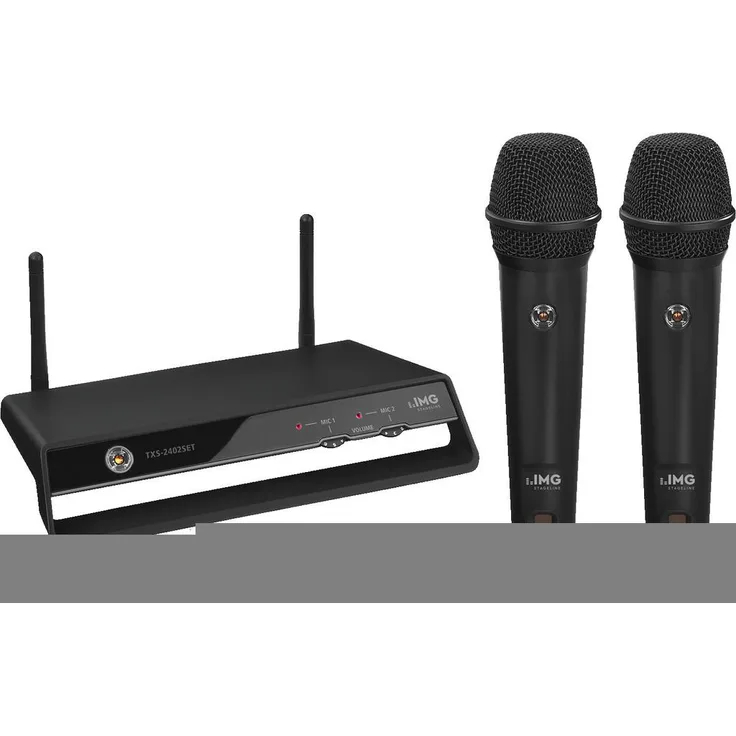 IMG STAGELINE TXS-2402SET Digitales, drahtloses 2-Kanal-PLL-Mikrofonsystem, 2,4 GHz schwarz