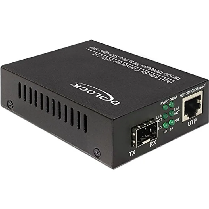 DeLock PoE+ Medien Konverter 10-100-1000Base-T zu SFP