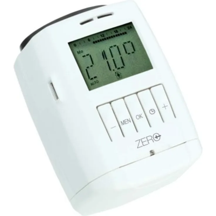 Eurotronic Sparmatic Zero Energiesparregler, Programmierung mit USB-Stick - elektronisches Heizkörperthermostat mit Programmier-Port - Weiß