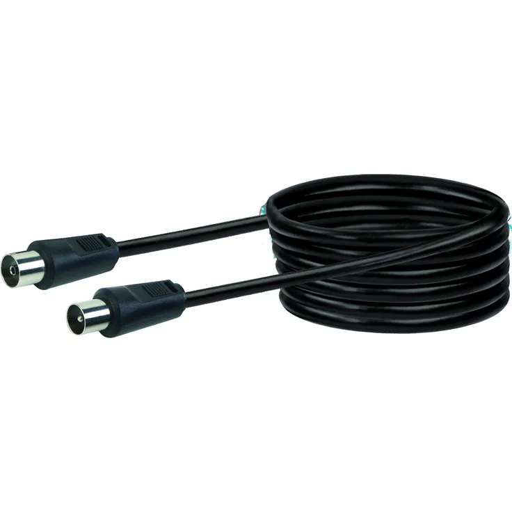 Schwaiger Antennen Anschlusskabel 75 dB, 7,5m, schwarz, IEC Stecker > IEC Buchse, 2-Fach Schirmung, 75 Ohm, digital, HDTV, DVB-C-DVB-T2