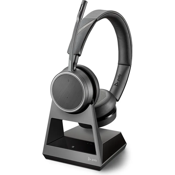 Poly Bluetooth-Mono-Headset Voyager 4210 Office USB, USB-A Stecker an der Basis, SoundGuard, Mikrofonarm, Dynamische Stummschaltung, Skype for Business, Schwarz