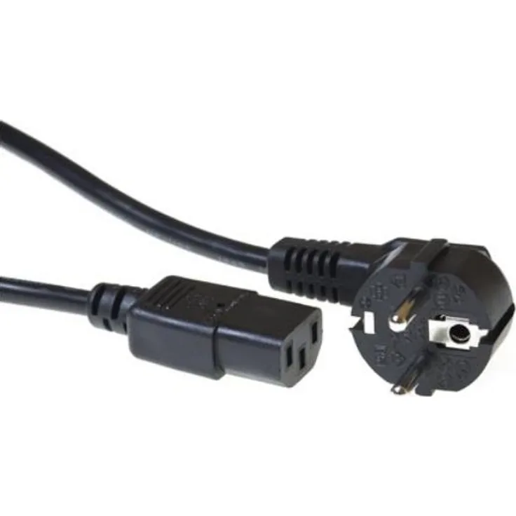 ACT Powercord Mains Connector E7-7 Male (Angled) - C13 Black 3.00 m