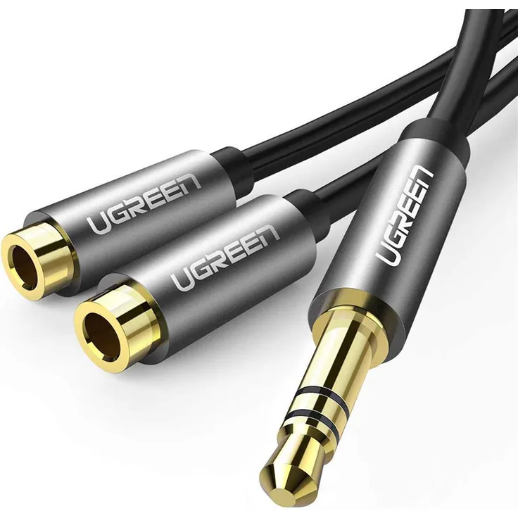 UGREEN Audio Kopfhörer Splitter Kabel 3,5 mm Klinken Stecker zu 2x 3,5mm Buchse Adapter Schwarz