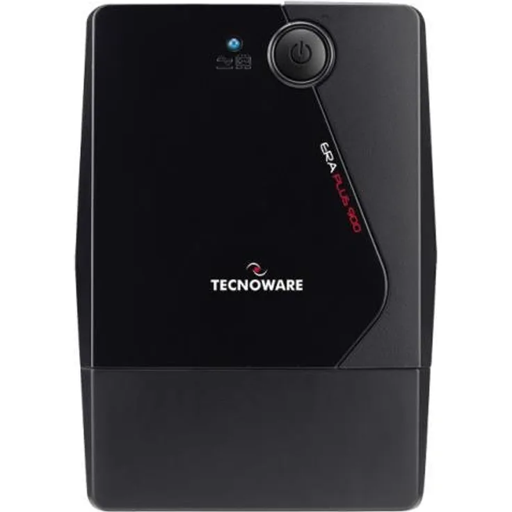 Tecnoware USV Era Plus 900 mit 2 Ausgängen Typ Schuko, Leistung 900VA, Betriebsautonomie bis 50 Minuten mit WLAN-Modem-Router oder 13 Minuten mit 1 PC, Stabilisierung mit AVR.