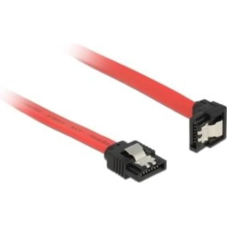 DeLOCK - SATA-Kabel - Serial ATA 150/300/600 - 7-poliges SATA (M) - 7-poliges SATA (M) - 30cm - 90-Grad-Anschluss, verriegelt - Rot (83978)