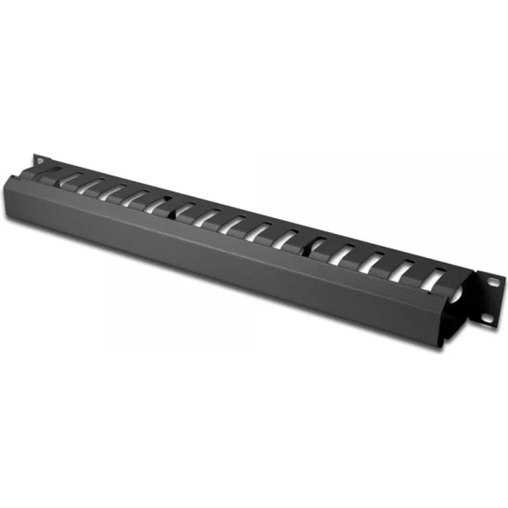 DIGITUS Kabelmanagement-Käfig - 1HE - Rangier-Panel - 19-Zoll - Kabel-Durchführung - Abnehmbare Blende - Schwarz – Bild 1