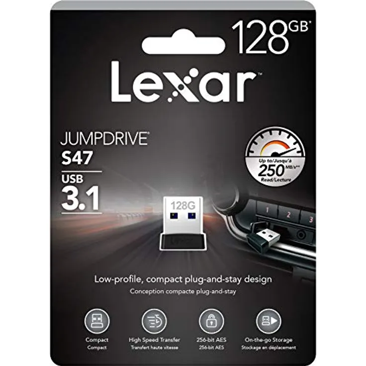 Lexar USB-Stick (3.1) 128 GB Jump Drive S47 extra flaches Design Plug-and-Stay