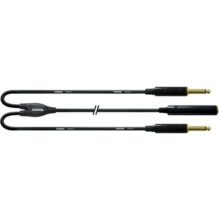 CORDIAL Y-Kabel Jumper Buchse Mono Buchse - 2 Jack Mono Stecker 30 cm