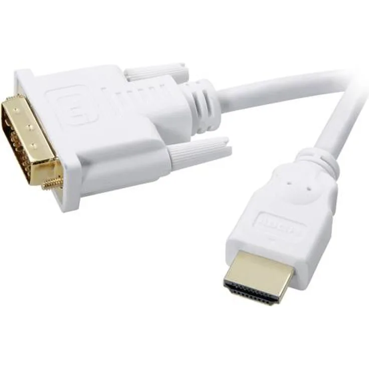 SpeaKa Professional DVI / HDMI Anschlusskabel [1x DVI-Stecker 18+1pol. - 1x HDMI-Stecker] 2.00m Weiß
