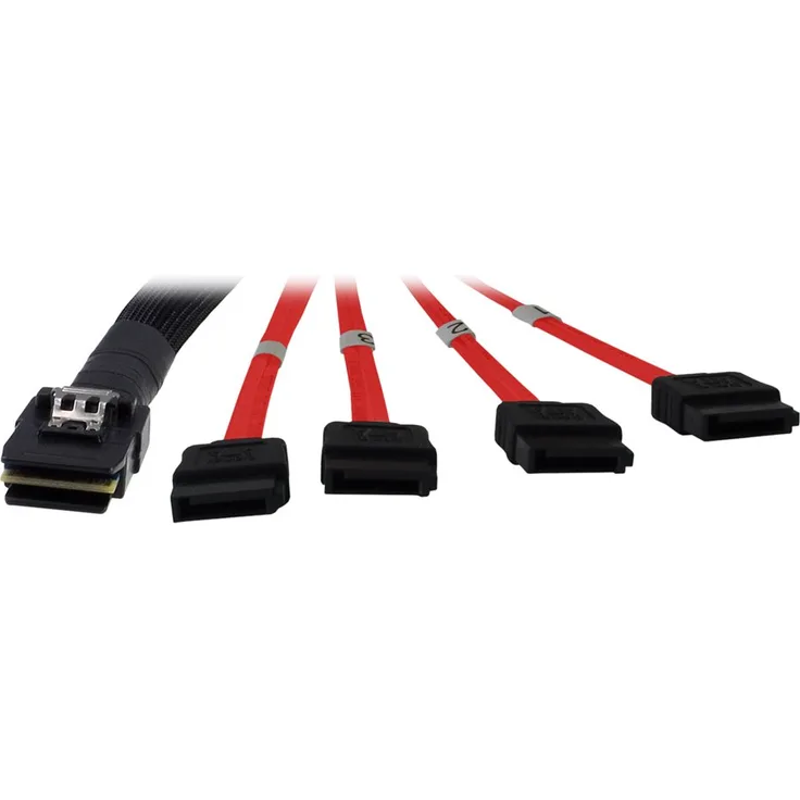 Inter-Tech - SATA- / SAS-Kabel - Serial ATA 150/300/600 - 4-Lane - 36 PIN 4iMini MultiLane - 7-poliges SATA - 1,0m - Rot (88885301)