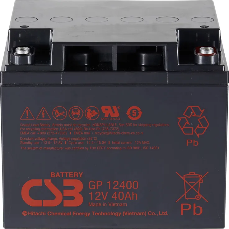 CSB Battery GP 12400 Standby USV GP12400B8 Bleiakku 12V 40Ah Blei-Vlies (AGM) (B x H x T) 197 x 171 x 165mm M5-Schraubanschluss