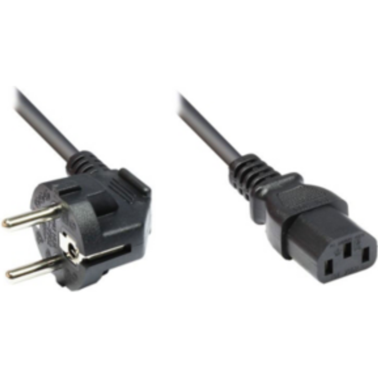 Wentronic Goobay Kaltgeräte Anschlusskabel abgewinkelt, 1,5 m, Schwarz - Typ F (Typ F, CEE 7/7) > Gerätebuchse C13 (Kaltgeräteanschluss) (68604)