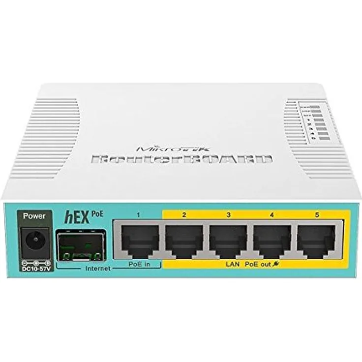 Mikrotik hEX PoE - Kabelrouter (10,100,1000 Mbit-s, IEEE 802.3at, Weiß, 16 MB, 128 MB, 800 MHz)