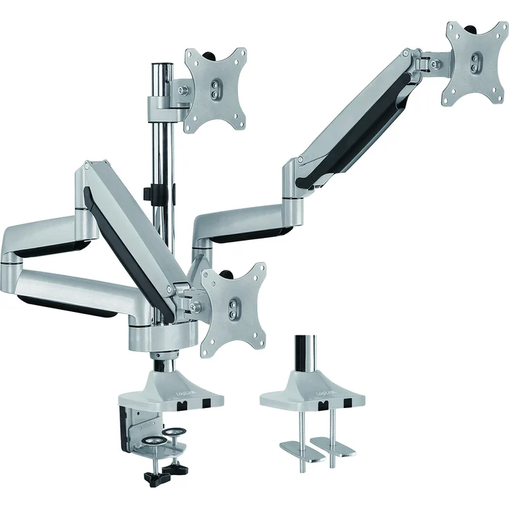 LogiLink BP0052 3-fach Monitor-Schreibtischständer 7 kg Belastung, 33,02-81,28 cm (13-32 Zoll) Silber – Bild 1