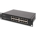 DIGITUS Gigabit Ethernet Netzwerk-Switch - 10 Zoll - 16 Ports - Unmanaged - Backplane 32 Gbps - Auto MDI-MDI-X - Schwarz