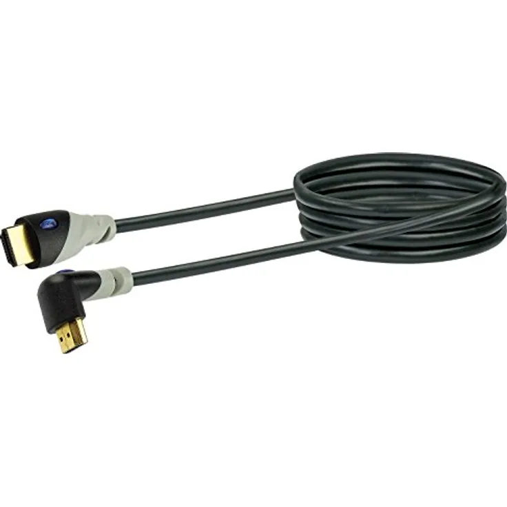 Schwaiger HDMW30 533 High-Speed Kabel (Ethernet, HDMI, Winkelstecker 90 Grad, 3 m) schwarz