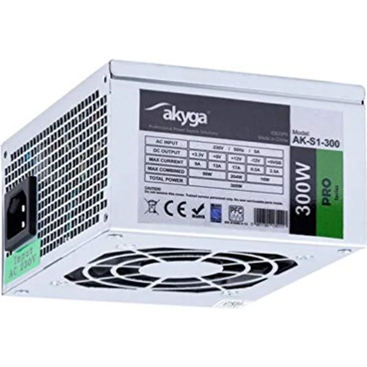 Akyga AK-S1-300 SFX Netzteil für PC 300W PPFC P4 2X SATA 2X Molex 12cm Lüfter