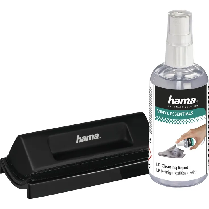Hama Schallplatten-Reinigungsset (Schallplattenbürste, 100 ml Reinigungsflüssigkeit, zur Pflege und Reinigung von LPs) Schallplattenreiniger Set
