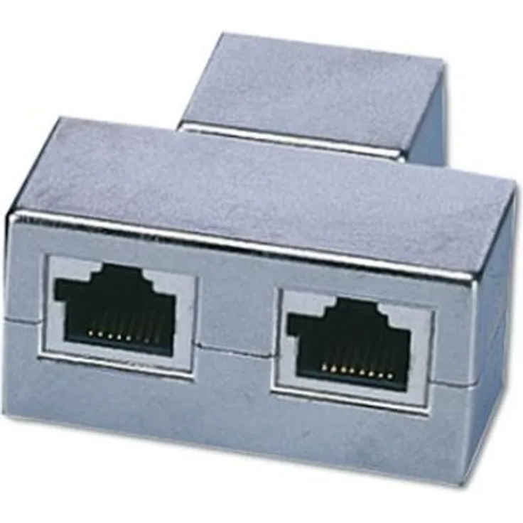 ASSMANN CAT 5e Modular-Kupplung - geschirmt - 2x RJ45 zu 1x RJ45 - 1:1 Belegung - ABS Kuststoff halogenfrei - Silber