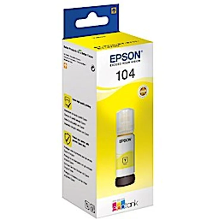 Epson Original 104 EcoTank Tintenflasche (ET-2710 ET-2711 ET-2720 ET-2726 ET-4700 ET-2712 ET-2721) gelb – Bild 1