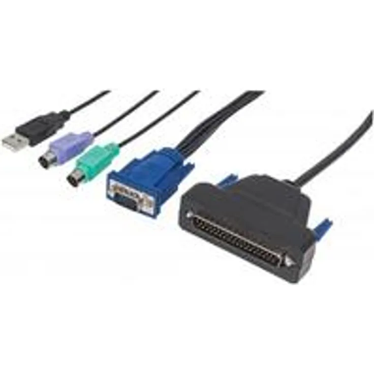 Intellinet 507769 1-Port VGA-Kabel für KVM-Konsole enthält PS-2 USB und VGA-Stecker schwarz