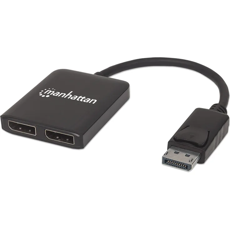 Manhattan 207768 DisplayPort auf 2-Port DP Splitter mit Multi-Stream Transport, schwarz