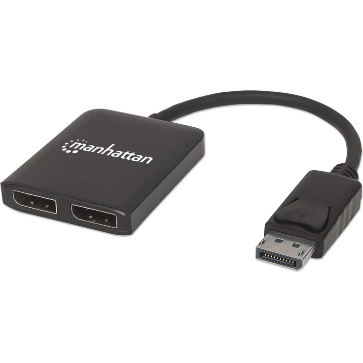 Manhattan 207768 DisplayPort auf 2-Port DP Splitter mit Multi-Stream Transport, schwarz – Bild 1