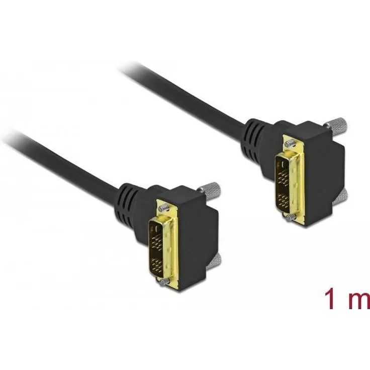 DeLOCK - DVI-Kabel - Single Link - DVI-D (M) gewinkelt bis DVI-D (M) gewinkelt - 1,0m - Daumenschrauben, 1200p-Unterstützung - Schwarz (85905)
