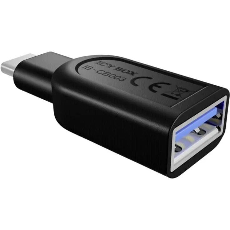 ICY BOX USB-C Adapter (USB 3.0 A Buchse zu USB-C 3.0 Stecker), Plug & Play, Bis zu 5 Gbit-s, schwarz