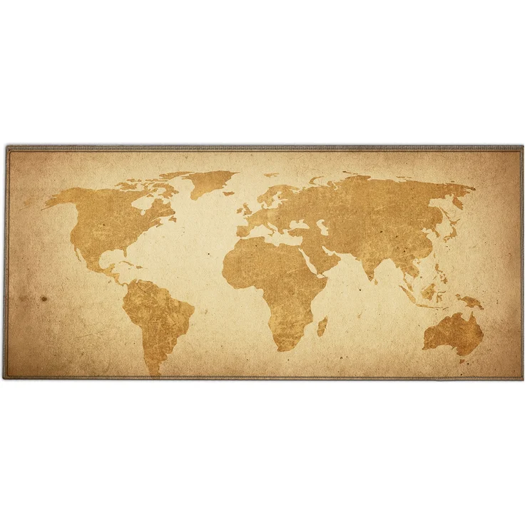 Silent Monsters Gaming und Office Mauspad Größe XXL (90 x 40 cm) Design: Brown Global Map – Bild 1