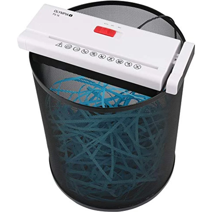Olympia PS 16 Aktenvernichter Aufsatz mit Streifenschnitt (Sicherheitsstufe P2, 6 Blätter 80g-m², Teleskoparm, Papierschredder für Papierkorb, Mobiler Reisswolf fürs Büro) weiß – Bild 1