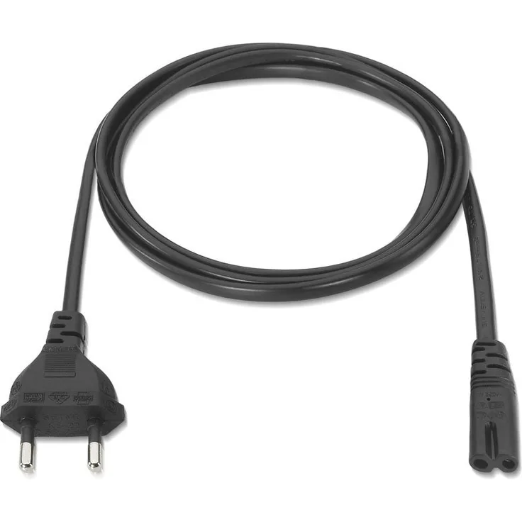 Nanocable 10.22.0402 - Netzkabel für Laptop-Ladegerät in Form von 8, E7-16-M-C7-H, 100% Kupfer AWG18, schwarz, 1.5 mts