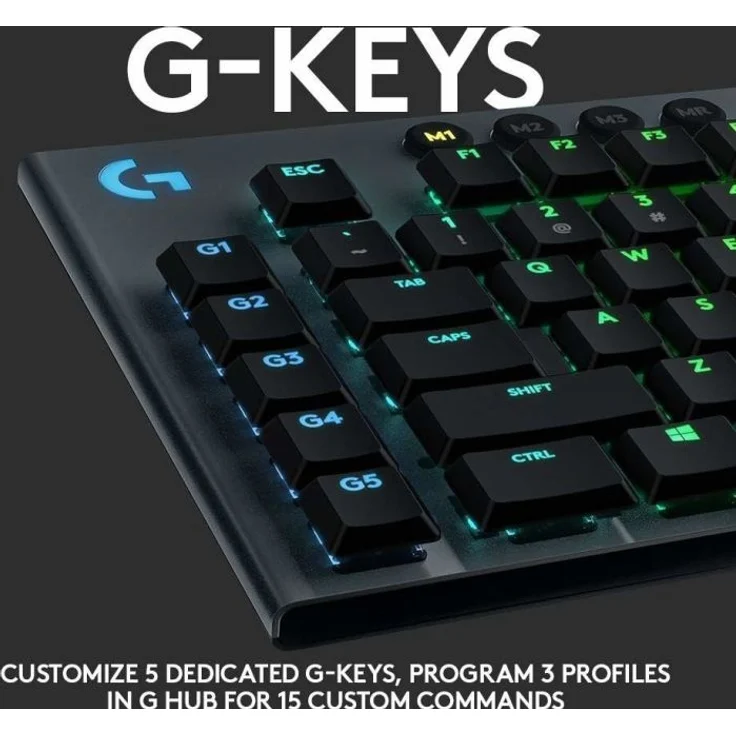 Logitech Gaming G915 - Tastatur - backlit - USB, Bluetooth, LIGHTSPEED - QWERTZ - Deutsch - GL Tactile - Schwarz (920-008903) – Bild 9