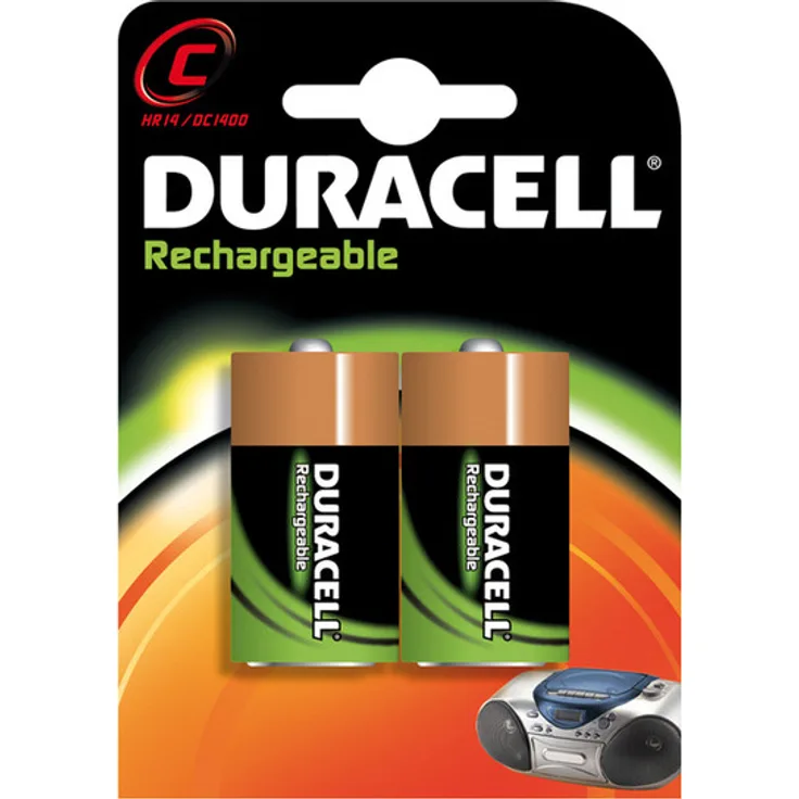 Duracell Rechargeable C 3000 mAh Baby Akku Batterien LR14, 2er Pack