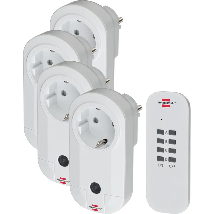 Brennenstuhl Funkschalt-Set RC 1 4001 (4er Funksteckdosen Set Innenbereich, mit Handsender und Kindersicherung) weiß – Bild 1