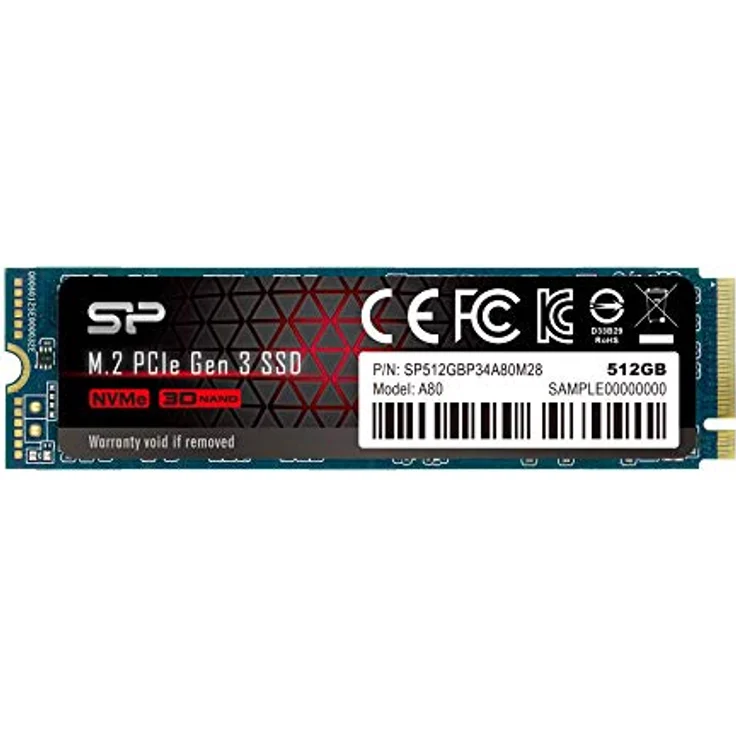 Silicon Power SSD P34A80 512GB, M.2 PCIe Gen3 x4 NVMe, 3200-3000 MB-s – Bild 1