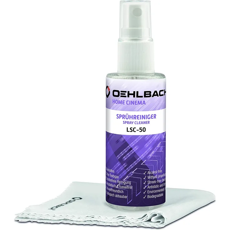 Oehlbach LSC-50 ergiebiger Reiniger für LCD/TFT/OLED mit Microfasertuch, Inhalt: 50 ml (D1C59105)