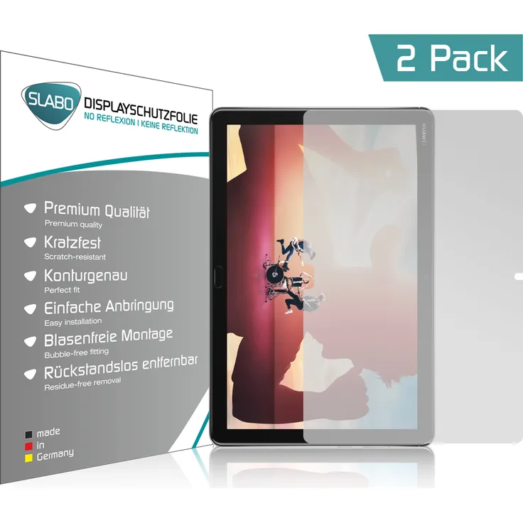 Slabo 2x Displayschutzfolie für Huawei MediaPad M5 Lite (10.1'') MATT ''No Reflexion'' (verkleinerte Folien) Displayfolie Schutzfolie Folie