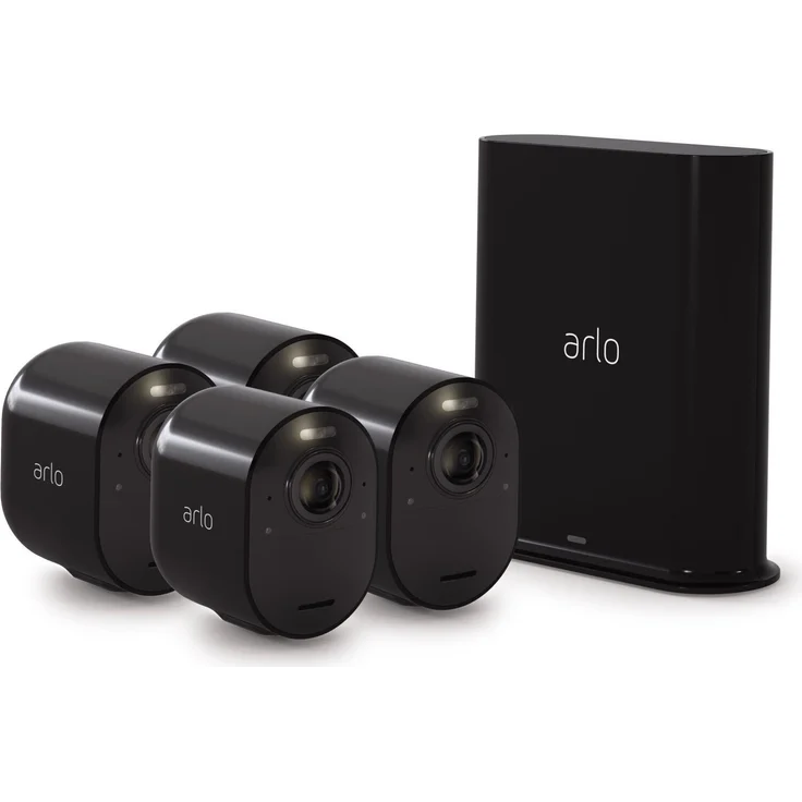Arlo Ultra 2 Spotlight WLAN Überwachungskamera außen, 4er Set, kabellos, 4K, Nachtsicht in Farbe, Bewegungsmelder, 2-Wege-Audio, Schwarz (VMS5440B) – Bild 1