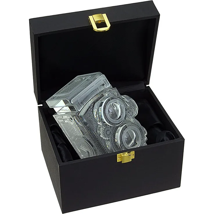 Fotodiox Crystal TLR Camera Display Model - 4-5 Sized Replica of Rolleiflex 2.8 camera with Zeiss Planar 80mm lens, Paperweight, Book Shelf, Bookends, Paper Weight