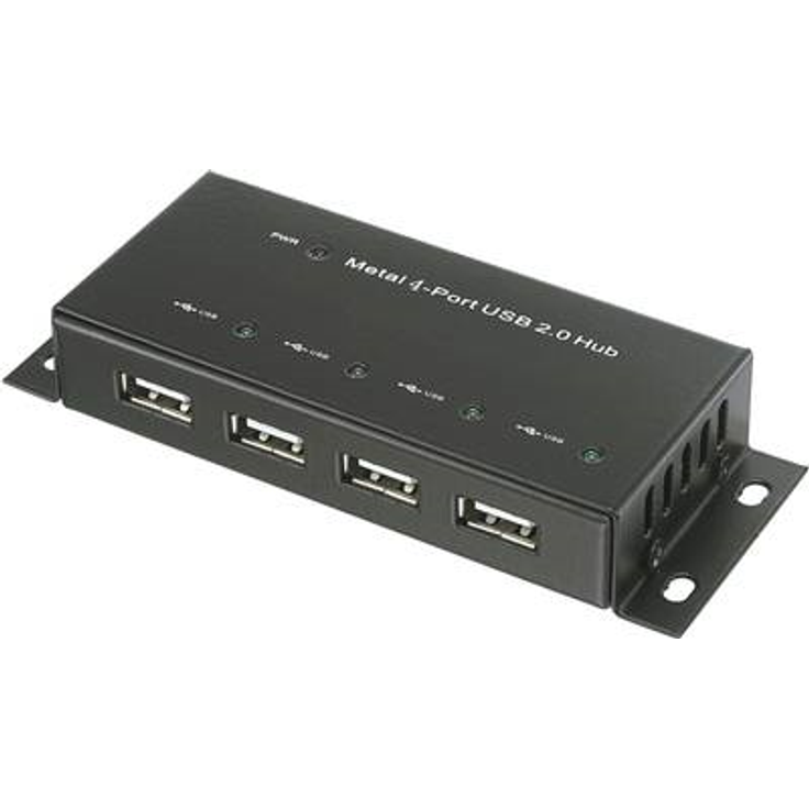 Renkforce 4 Port USB 2.0-Hub Metallgehäuse, zur Wandmontage Schwarz (1610328)
