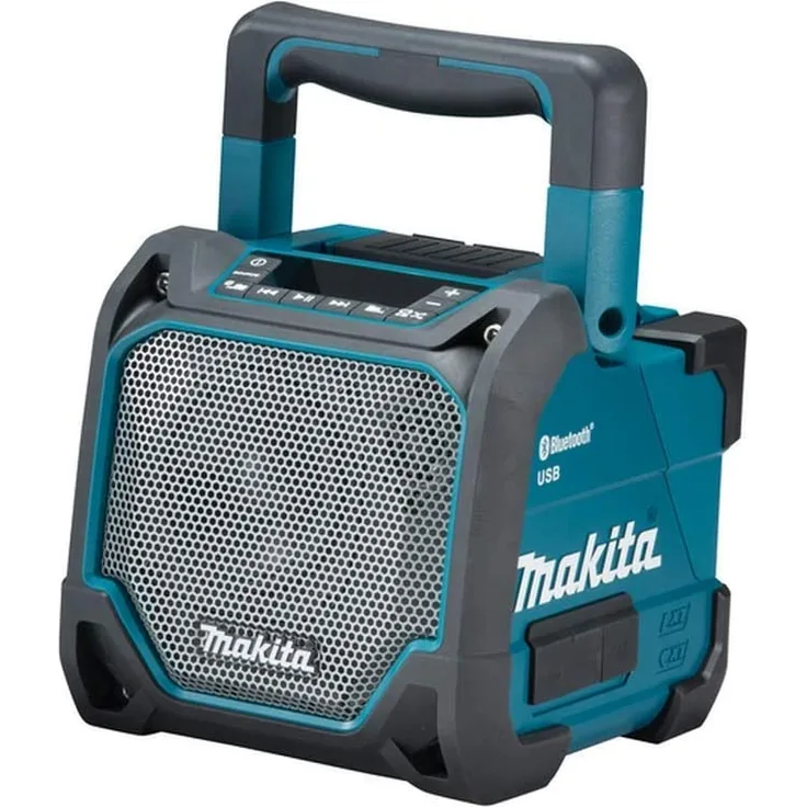 Makita DMR202 Bluetooth-Lautsprecher mit MP3-Player, Subwoofer, USB-Player, Display, wasserdicht, blau
