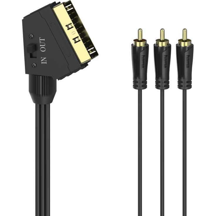 Hama Video-Kabel, Scart-Stecker - 3 Cinch-Stecker (Video-Stereo), 1,5 m